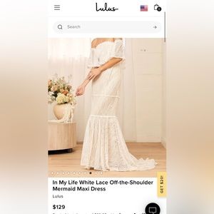 NWT Lulus in my life off the shoulder mermaid lace gown